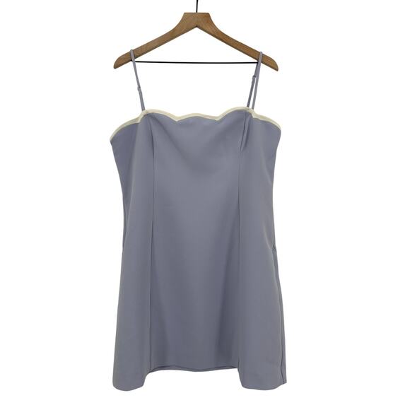 FRENCH CONNECTION Azra Scallop Mini Dress Lavender Sz 14 Romantic Soft Glam NWT - Picture 5 of 11